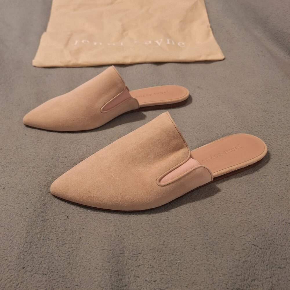 Jenni Kayne-Soft Pink Suede Mules Women 37 (5.5 US)-Like New Slip On-Pointed Toe